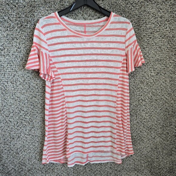 Lane Bryant Tops - Lane Bryant Top Womens Plus 14/16 Pink Striped Scoop Neck Rayon Blend Ladies